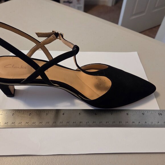 Clarks Ellis Lola Women's dress shoes in black nubuck.  Size 8M - Picture 6 of 8